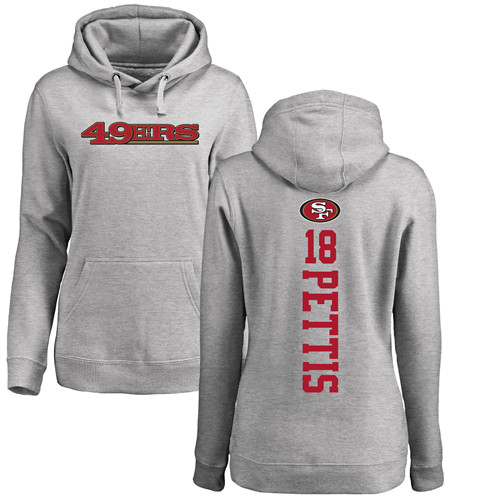 San Francisco 49ers Ash Women Dante Pettis Backer #18 Pullover NFL Hoodie Sweatshirts->nfl t-shirts->Sports Accessory
